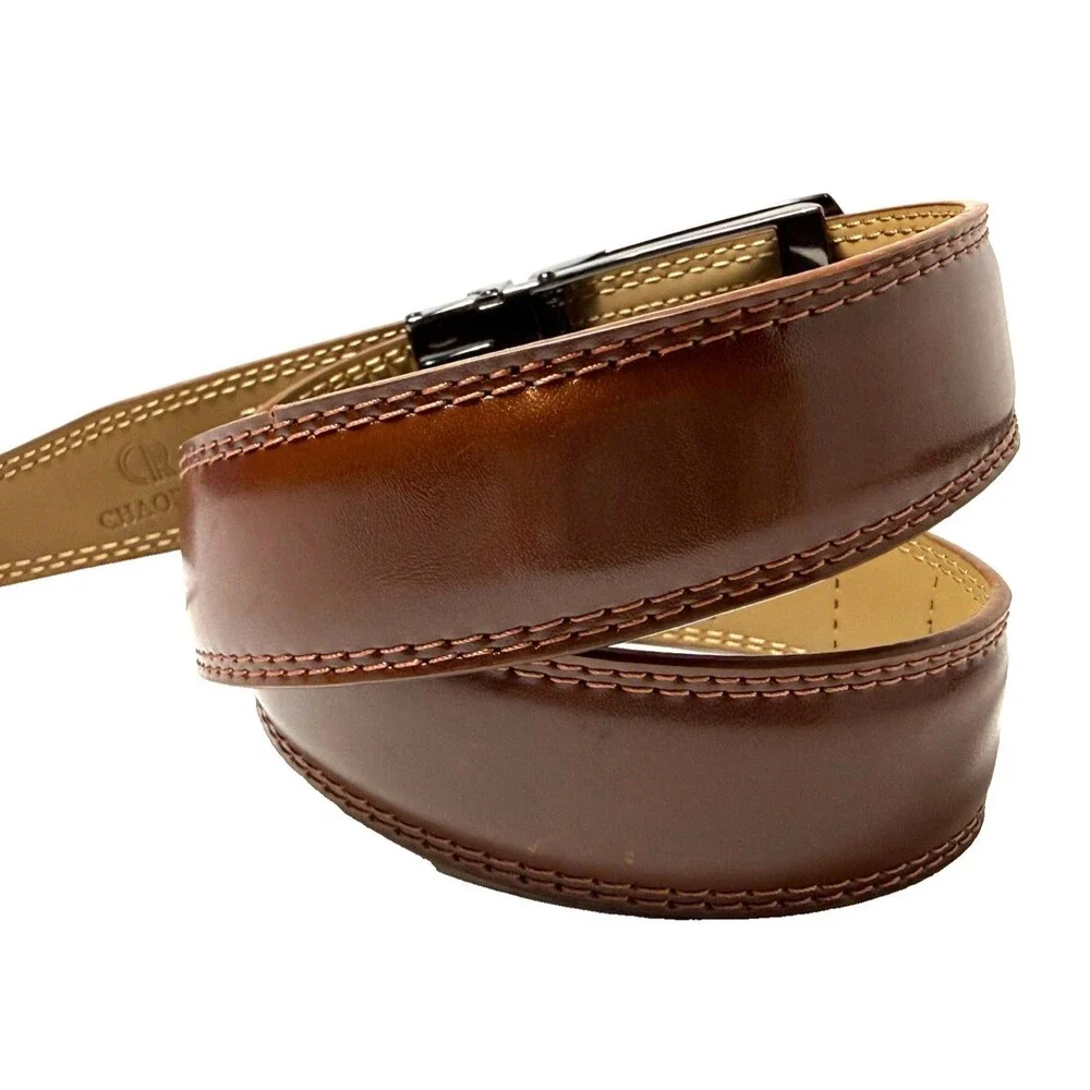 Chaoren Brown Ratchet Dress Belt Faux Leather Boys Teen 19-27